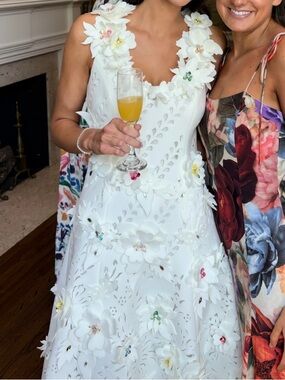 Badgley Mischka Floral Appliqué Dress